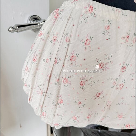 NWT White and Pink Floral Print Corset Top + Bloomers + Train Dress - Picture 7 of 9